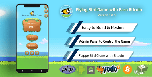 Flying Bird Game  Play to Earn Bitcoin with Admin Panel