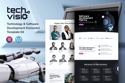 Techvisio  Technology &amp; Software Development Elementor Pro Template Kit