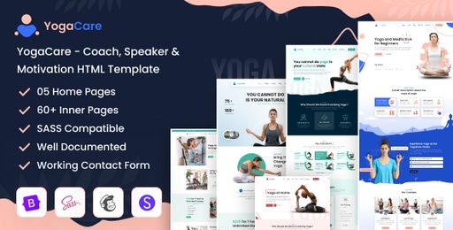 YogaCare  Coach, Speaker &amp; Motivation HTML Template