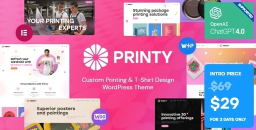 Printy  Custom Printing &amp; T-Shirt Design WordPress Theme