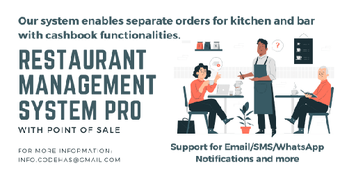Restaurant POS Pro  Restaurant management system with kitchen and bar display