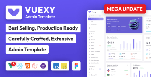 Vuexy  Vuejs, React  Next.js, HTML, Laravel &amp; Asp.Net Admin Dashboard Template