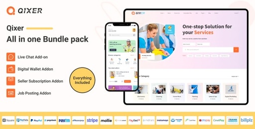 Universal Addon Bundle for Qixer  Service Marketplace and Service Finder