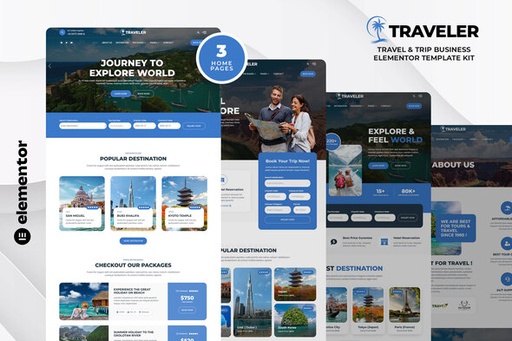 Traveler  Travel &amp; Trip Business Elementor Template Kit