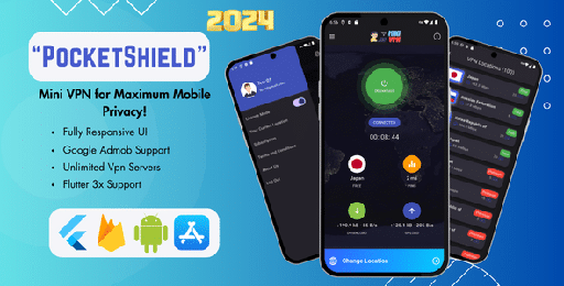 PocketShield VPN v1.0  Mini VPN for Maximum Mobile Privacy | Flutter &amp; Firebase