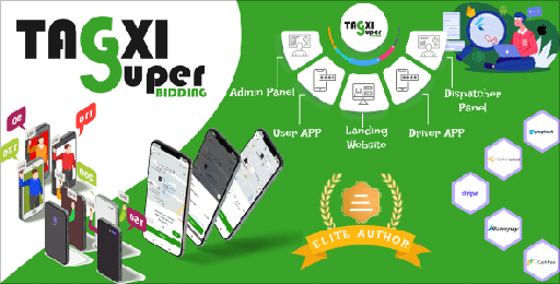 Tagxi Super Bidding  Taxi + Goods Delivery Complete Solution With Bidding Option