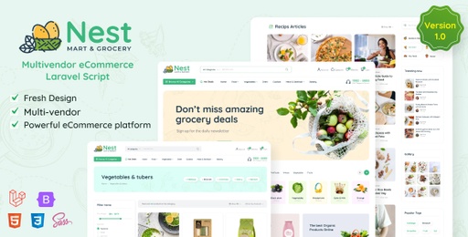 Nest  Multivendor Organic &amp; Grocery Laravel eCommerce