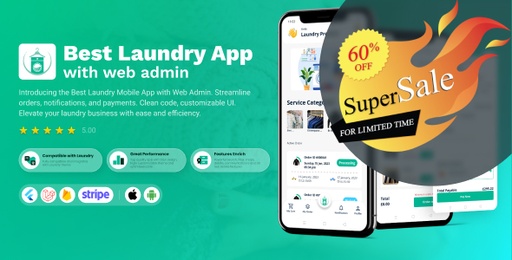 Laundry  Flutter App with Admin panel | laundry booking system | Quick wash | On-Demand Laundry