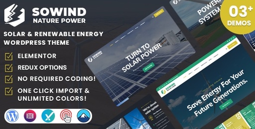 Sowind  Solar &amp; Renewable Energy WordPress Theme