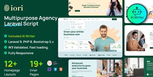 Iori  Business Website for Company, Agency, Startup with AI writer tool &amp; shopping cart