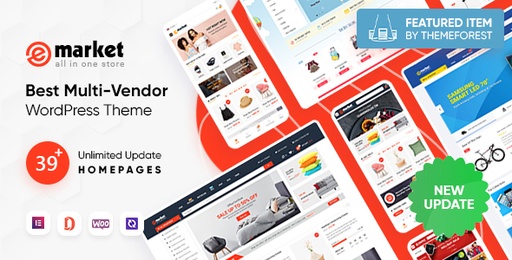 eMarket  All-in-One Multi Vendor MarketPlace Elementor WordPress Theme (39 Indexes, Mobile Layouts)