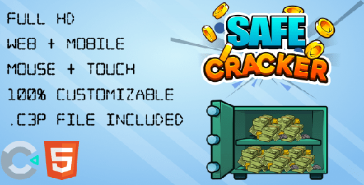 Safe Cracker: Mastermind. HTML5 Game (Construct 3). Web and Mobile ready