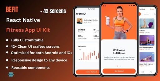 BeFit  Fitness React Native CLI App Ui Kit