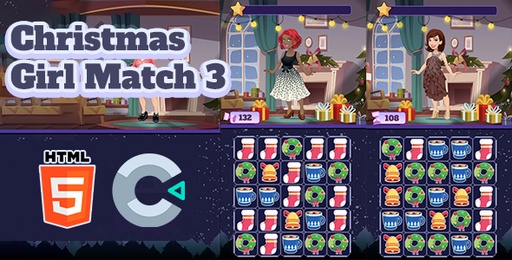 Christmas Girl Match 3  HTML5 Game  C3P