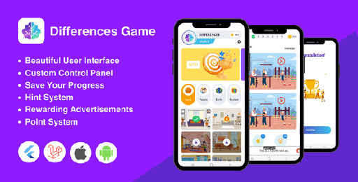 Find Differences Game | Flutter Full App + Laravel Admin Panel