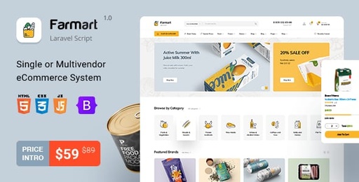 Farmart  Single or Multivendor Laravel eCommerce System