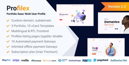 Profilex  Portfolio Builder SAAS / Multi-User Profile (Multitenancy)
