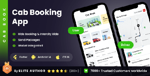4 App Template | Cab Booking &amp; Courier Package Sending App | Taxi Booking Mobile App | Cab Book