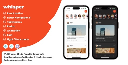 Whisper  Blog Template for React Native