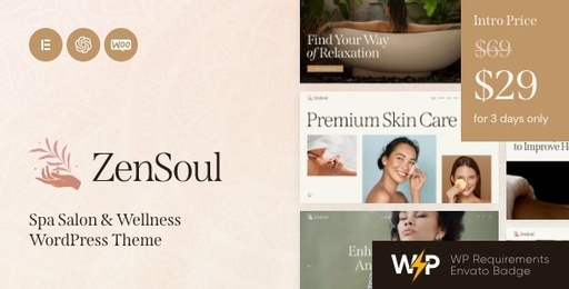 ZenSoul  Spa Salon &amp; Wellness WordPress Theme + AI