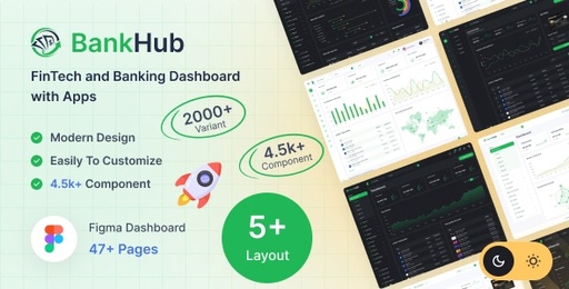 Bankhub  Fintech and Banking Admin Dashboard Figma UI Template