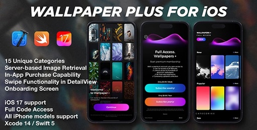 Wallpaper Pro App for iOS  Swift5, Full Source Code, In-App Purchase, Control With Your Own Server