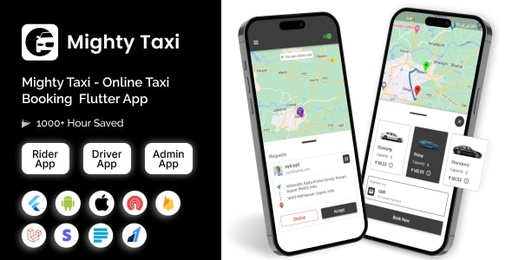 MightyTaxi  Flutter Online Taxi Booking Full Solution | User App | Admin Laravel Panel | Driver app