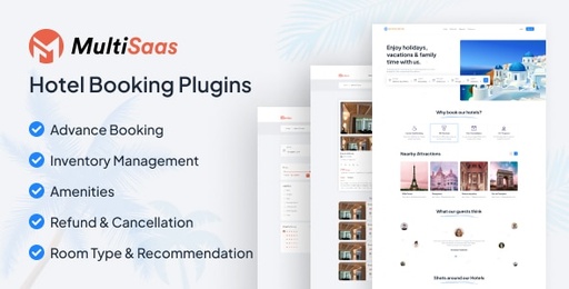 Hotel Booking Plugin  Multisaas Multi-Tenancy Multipurpose Website Builder (Saas)