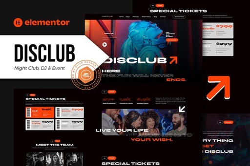 Disclub  Night Club DJ &amp; Events Elementor Pro Template Kit