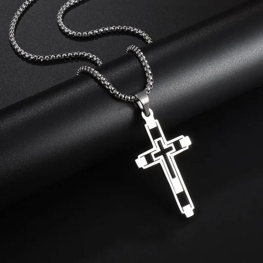 [a5e6d2cd-78f7-4b68-b3a5-7f3fbd8c8b0e] Christ Cross Jesus Quality Pendant Necklace (Al18928-Silver)