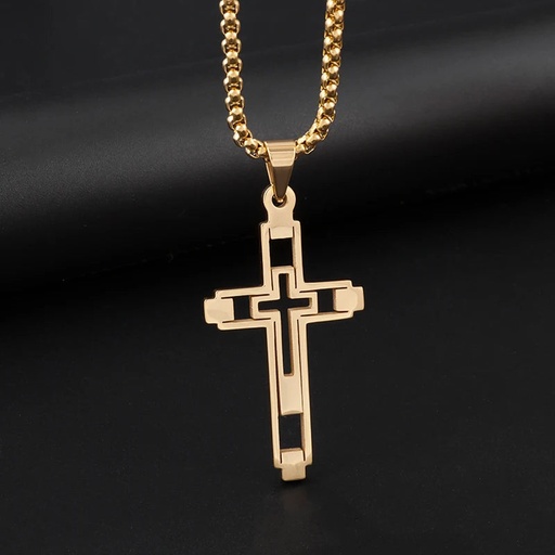 [142827e4-64d6-4ae3-930f-a637c4e1e6d7] Christ Cross Jesus Quality Pendant Necklace (Al18928-Gold)