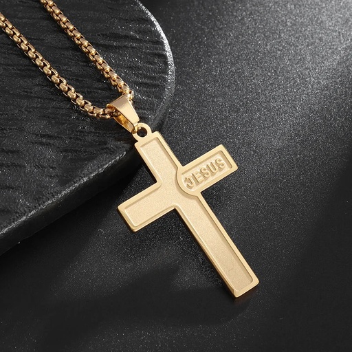 [e0ae459c-e364-4b31-a3b6-1973251f889f] Christ Cross Jesus Quality Pendant Necklace (Al20168-Gold)