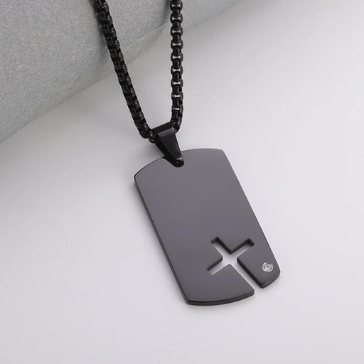 [d2dc84ba-eea2-4a90-8dfb-db73c90a31f0] Christ Cross Jesus Quality Pendant Necklace (Al19596-Black)