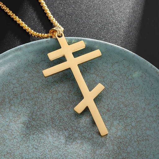 [6e8f0c47-2e37-42b1-a1e0-e88fff4fb2c5] Christ Cross Jesus Quality Pendant Necklace (Al20319-Gold)