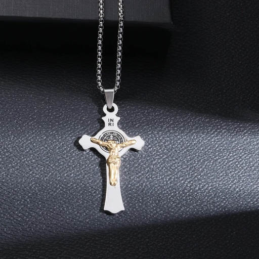 [ad6ced01-f2c8-4e3b-8219-2d7852dcd6ad] Christ Cross Jesus Quality Pendant Necklace (Al19982-Gold)