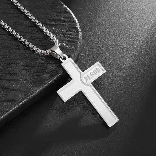 [2e898c1d-ec24-413b-b582-526061bad927] Christ Cross Jesus Quality Pendant Necklace (Al20168-Silver)