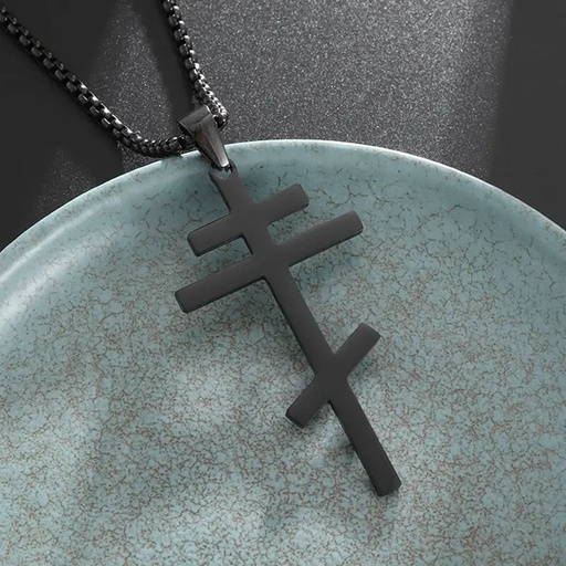 [c1a7259a-9c15-495b-b74b-1e5e58751f5d] Christ Cross Jesus Quality Pendant Necklace (Al20319-Black)